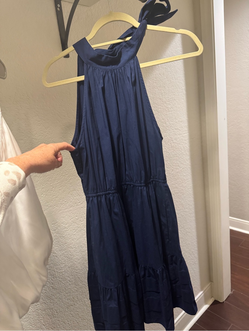 J. Crew Navy Halter Tiered Midi Dress